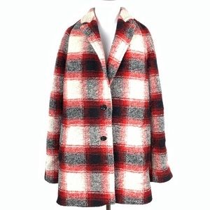 Used Madewell wool jacket, red/gray plaid, size S